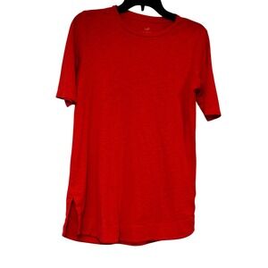 J. Jill Pima‎ Shirttail Tunic Red 100% Pima Cotton Short Sleeve Slub Top Small